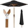 imageBest Choice Products 10ft Market Umbrella Outdoor Sun Shade for Backyard Deck Poolside Table wWoodgrain Pattern Easy Tilt ampamp Crank  Fog GrayBlack