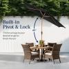 imageBest Choice Products 10ft Market Umbrella Outdoor Sun Shade for Backyard Deck Poolside Table wWoodgrain Pattern Easy Tilt ampamp Crank  Fog GrayBlack