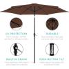 imageBest Choice Products 10ft Market Umbrella Outdoor Sun Shade for Backyard Deck Poolside Table wWoodgrain Pattern Easy Tilt ampamp Crank  Fog GrayBrown
