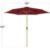 imageBest Choice Products 10ft Market Umbrella Outdoor Sun Shade for Backyard Deck Poolside Table wWoodgrain Pattern Easy Tilt ampamp Crank  Fog GrayBurgundy
