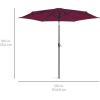 imageBest Choice Products 10ft Market Umbrella Outdoor Sun Shade for Backyard Deck Poolside Table wWoodgrain Pattern Easy Tilt ampamp Crank  Fog GrayBurgundy