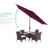 imageBest Choice Products 10ft Market Umbrella Outdoor Sun Shade for Backyard Deck Poolside Table wWoodgrain Pattern Easy Tilt ampamp Crank  Fog GrayBurgundy