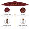 imageBest Choice Products 10ft Market Umbrella Outdoor Sun Shade for Backyard Deck Poolside Table wWoodgrain Pattern Easy Tilt ampamp Crank  Fog GrayBurgundy