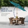 imageBest Choice Products 10ft Market Umbrella Outdoor Sun Shade for Backyard Deck Poolside Table wWoodgrain Pattern Easy Tilt ampamp Crank  Fog GrayCerulean