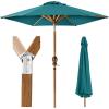 imageBest Choice Products 10ft Market Umbrella Outdoor Sun Shade for Backyard Deck Poolside Table wWoodgrain Pattern Easy Tilt ampamp Crank  Fog GrayCerulean