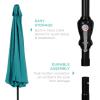 imageBest Choice Products 10ft Market Umbrella Outdoor Sun Shade for Backyard Deck Poolside Table wWoodgrain Pattern Easy Tilt ampamp Crank  Fog GrayCerulean
