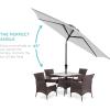 imageBest Choice Products 10ft Market Umbrella Outdoor Sun Shade for Backyard Deck Poolside Table wWoodgrain Pattern Easy Tilt ampamp Crank  Fog GrayFog Gray
