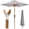 imageBest Choice Products 10ft Market Umbrella Outdoor Sun Shade for Backyard Deck Poolside Table wWoodgrain Pattern Easy Tilt ampamp Crank  Fog GrayFog Gray