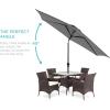 imageBest Choice Products 10ft Market Umbrella Outdoor Sun Shade for Backyard Deck Poolside Table wWoodgrain Pattern Easy Tilt ampamp Crank  Fog GrayGray