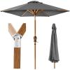 imageBest Choice Products 10ft Market Umbrella Outdoor Sun Shade for Backyard Deck Poolside Table wWoodgrain Pattern Easy Tilt ampamp Crank  Fog GrayGray