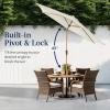 imageBest Choice Products 10ft Market Umbrella Outdoor Sun Shade for Backyard Deck Poolside Table wWoodgrain Pattern Easy Tilt ampamp Crank  Fog GrayIvory