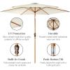 imageBest Choice Products 10ft Market Umbrella Outdoor Sun Shade for Backyard Deck Poolside Table wWoodgrain Pattern Easy Tilt ampamp Crank  Fog GrayIvory