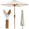 imageBest Choice Products 10ft Market Umbrella Outdoor Sun Shade for Backyard Deck Poolside Table wWoodgrain Pattern Easy Tilt ampamp Crank  Fog GrayIvory