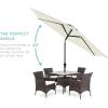 imageBest Choice Products 10ft Market Umbrella Outdoor Sun Shade for Backyard Deck Poolside Table wWoodgrain Pattern Easy Tilt ampamp Crank  Fog GrayIvory