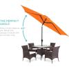 imageBest Choice Products 10ft Market Umbrella Outdoor Sun Shade for Backyard Deck Poolside Table wWoodgrain Pattern Easy Tilt ampamp Crank  Fog GrayOrange