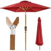 imageBest Choice Products 10ft Market Umbrella Outdoor Sun Shade for Backyard Deck Poolside Table wWoodgrain Pattern Easy Tilt ampamp Crank  Fog GrayRed