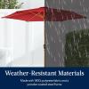 imageBest Choice Products 10ft Market Umbrella Outdoor Sun Shade for Backyard Deck Poolside Table wWoodgrain Pattern Easy Tilt ampamp Crank  Fog GrayRed