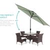 imageBest Choice Products 10ft Market Umbrella Outdoor Sun Shade for Backyard Deck Poolside Table wWoodgrain Pattern Easy Tilt ampamp Crank  Fog GraySage Green