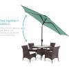 imageBest Choice Products 10ft Market Umbrella Outdoor Sun Shade for Backyard Deck Poolside Table wWoodgrain Pattern Easy Tilt ampamp Crank  Fog GraySeaglass