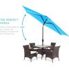 imageBest Choice Products 10ft Market Umbrella Outdoor Sun Shade for Backyard Deck Poolside Table wWoodgrain Pattern Easy Tilt ampamp Crank  Fog GraySky Blue