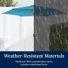 imageBest Choice Products 10ft Market Umbrella Outdoor Sun Shade for Backyard Deck Poolside Table wWoodgrain Pattern Easy Tilt ampamp Crank  Fog GraySky Blue