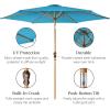 imageBest Choice Products 10ft Market Umbrella Outdoor Sun Shade for Backyard Deck Poolside Table wWoodgrain Pattern Easy Tilt ampamp Crank  Fog GraySky Blue
