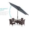 imageBest Choice Products 10ft Market Umbrella Outdoor Sun Shade for Backyard Deck Poolside Table wWoodgrain Pattern Easy Tilt ampamp Crank  Fog GraySlate