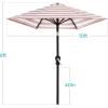 imageBest Choice Products 10ft Market Umbrella Outdoor Sun Shade for Backyard Deck Poolside Table wWoodgrain Pattern Easy Tilt ampamp Crank  Fog GrayStriped Rust