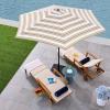 imageBest Choice Products 10ft Market Umbrella Outdoor Sun Shade for Backyard Deck Poolside Table wWoodgrain Pattern Easy Tilt ampamp Crank  Fog GrayStriped Tan