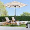 imageBest Choice Products 10ft Market Umbrella Outdoor Sun Shade for Backyard Deck Poolside Table wWoodgrain Pattern Easy Tilt ampamp Crank  Fog GrayStriped Tan