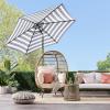 imageBest Choice Products 10ft Market Umbrella Outdoor Sun Shade for Backyard Deck Poolside Table wWoodgrain Pattern Easy Tilt ampamp Crank  Fog GrayStriped Navy Blue