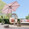 imageBest Choice Products 10ft Market Umbrella Outdoor Sun Shade for Backyard Deck Poolside Table wWoodgrain Pattern Easy Tilt ampamp Crank  Fog GrayStriped Burgundy