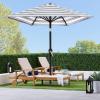 imageBest Choice Products 10ft Market Umbrella Outdoor Sun Shade for Backyard Deck Poolside Table wWoodgrain Pattern Easy Tilt ampamp Crank  Fog GrayStriped Navy Blue