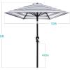 imageBest Choice Products 10ft Market Umbrella Outdoor Sun Shade for Backyard Deck Poolside Table wWoodgrain Pattern Easy Tilt ampamp Crank  Fog GrayStriped Navy Blue