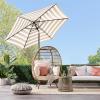 imageBest Choice Products 10ft Market Umbrella Outdoor Sun Shade for Backyard Deck Poolside Table wWoodgrain Pattern Easy Tilt ampamp Crank  Fog GrayStriped Tan