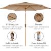 imageBest Choice Products 10ft Market Umbrella Outdoor Sun Shade for Backyard Deck Poolside Table wWoodgrain Pattern Easy Tilt ampamp Crank  Fog GrayTan