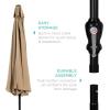 imageBest Choice Products 10ft Market Umbrella Outdoor Sun Shade for Backyard Deck Poolside Table wWoodgrain Pattern Easy Tilt ampamp Crank  Fog GrayTan