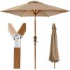 imageBest Choice Products 10ft Market Umbrella Outdoor Sun Shade for Backyard Deck Poolside Table wWoodgrain Pattern Easy Tilt ampamp Crank  Fog GrayTan