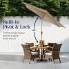 imageBest Choice Products 10ft Market Umbrella Outdoor Sun Shade for Backyard Deck Poolside Table wWoodgrain Pattern Easy Tilt ampamp Crank  Fog GrayTan