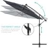 imageBest Choice Products 10ft Solar LED Offset Hanging Market Patio Umbrella for Backyard Poolside Lawn and Garden wEasy Tilt Adjustment Polyester Shade 8 Ribs  TanSlate