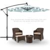 imageBest Choice Products 10ft Solar LED Offset Hanging Market Patio Umbrella for Backyard Poolside Lawn and Garden wEasy Tilt Adjustment Polyester Shade 8 Ribs  TanBaby Blue