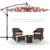 imageBest Choice Products 10ft Solar LED Offset Hanging Market Patio Umbrella for Backyard Poolside Lawn and Garden wEasy Tilt Adjustment Polyester Shade 8 Ribs  TanRose Quartz
