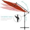 imageBest Choice Products 10ft Solar LED Offset Hanging Market Patio Umbrella for Backyard Poolside Lawn and Garden wEasy Tilt Adjustment Polyester Shade 8 Ribs  TanRust