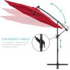 imageBest Choice Products 10ft Solar LED Offset Hanging Market Patio Umbrella for Backyard Poolside Lawn and Garden wEasy Tilt Adjustment Polyester Shade 8 Ribs  TanRed