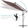 imageBest Choice Products 10ft Solar LED Offset Hanging Market Patio Umbrella for Backyard Poolside Lawn and Garden wEasy Tilt Adjustment Polyester Shade 8 Ribs  TanDeep Taupe