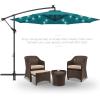 imageBest Choice Products 10ft Solar LED Offset Hanging Market Patio Umbrella for Backyard Poolside Lawn and Garden wEasy Tilt Adjustment Polyester Shade 8 Ribs  TanCerulean