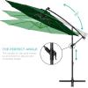 imageBest Choice Products 10ft Solar LED Offset Hanging Market Patio Umbrella for Backyard Poolside Lawn and Garden wEasy Tilt Adjustment Polyester Shade 8 Ribs  TanGreen