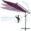 imageBest Choice Products 10ft Solar LED Offset Hanging Market Patio Umbrella for Backyard Poolside Lawn and Garden wEasy Tilt Adjustment Polyester Shade 8 Ribs  TanAmethyst Purple