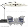 imageBest Choice Products 10ft Solar LED Offset Hanging Market Patio Umbrella for Backyard Poolside Lawn and Garden wEasy Tilt Adjustment Polyester Shade 8 Ribs  TanIvory