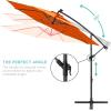 imageBest Choice Products 10ft Solar LED Offset Hanging Market Patio Umbrella for Backyard Poolside Lawn and Garden wEasy Tilt Adjustment Polyester Shade 8 Ribs  TanOrange